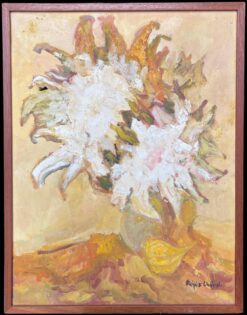 Large French 20th Century Post-Impressionist Signed Oil Sunflowers Still Life
