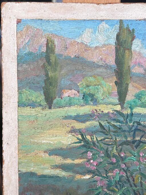 Mid 20th Century French Impressionist Oil Painting Provence Landscape Trees - Image 3