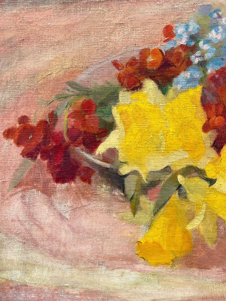 Beautiful Vintage French Oil Painting Still Life Flowers on Table Top, Large oil - Image 9