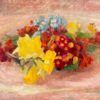 Beautiful Vintage French Oil Painting Still Life Flowers on Table Top, Large oil