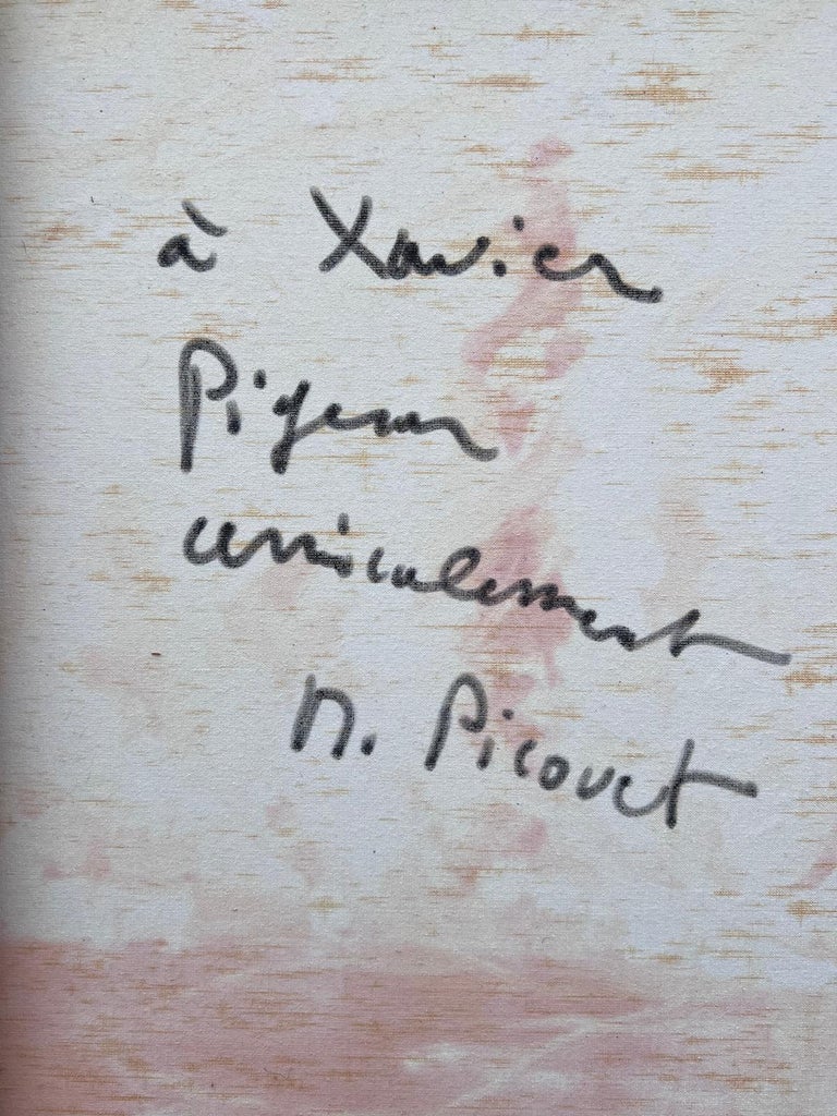 1990's French Modernist Signed Oil The Lake at Enghien Colorful Trees - Image 9