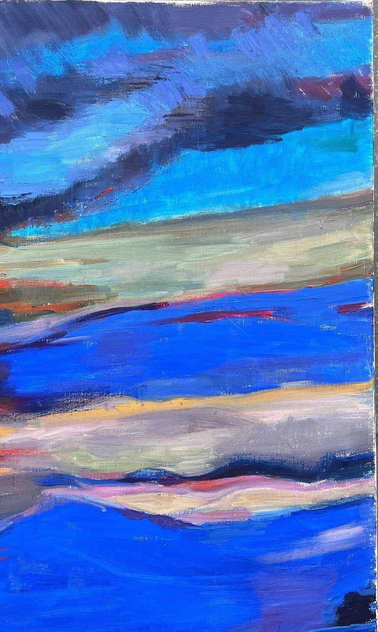 Huge French Contemporary Abstract Composition Painting Red Sunset Blue Skies - Image 8