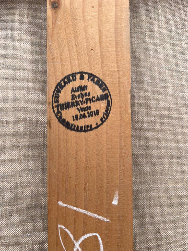 Huge French Contemporary Abstract Composition Painting Red Sunset Blue Skies - Image 10