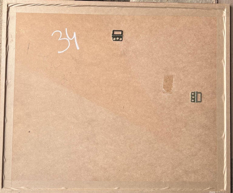 Bright French Modernist Cubist Signed Oil Painting Shapes and Form - Image 8