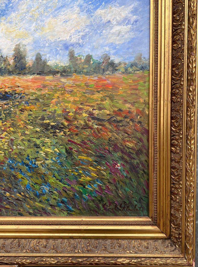 Fine French Impressionist Signed Oil Painting Figures Wild Flower Meadows - Image 8