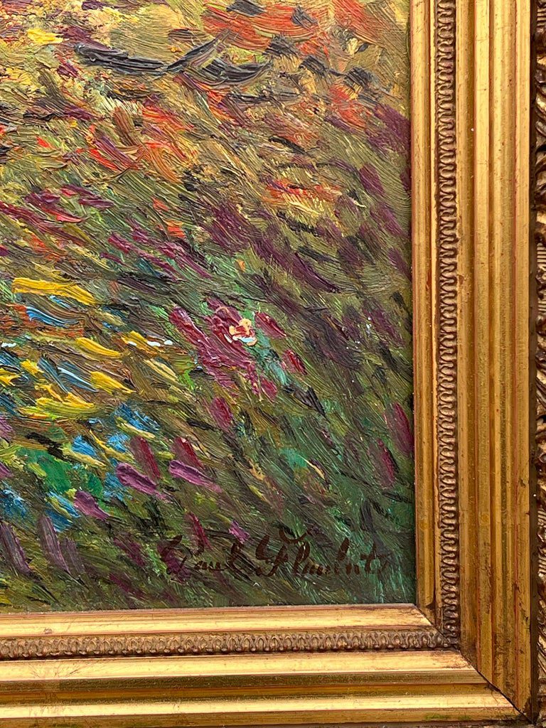 Fine French Impressionist Signed Oil Painting Figures Wild Flower Meadows - Image 9