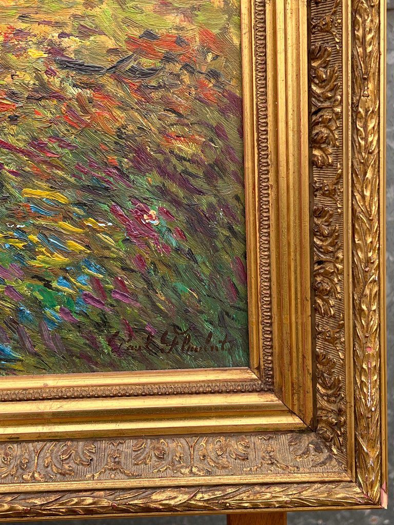 Fine French Impressionist Signed Oil Painting Figures Wild Flower Meadows - Image 10
