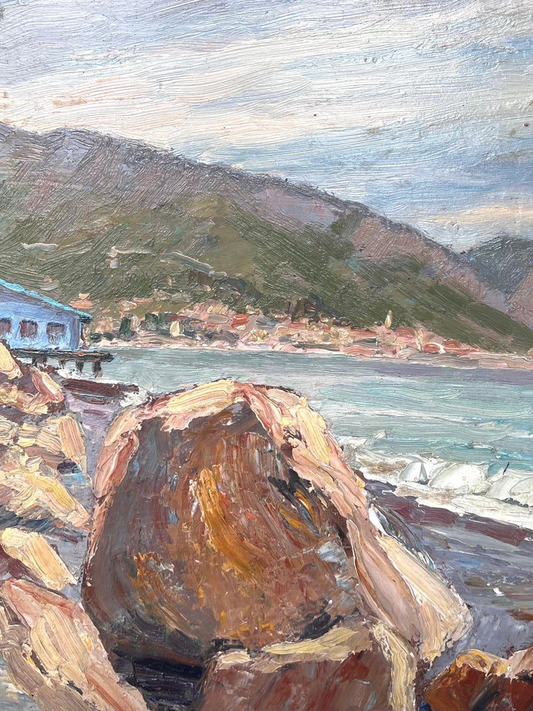 Early 20th Century French Impressionist Signed Oil The Mediterranean Coastline - Image 3