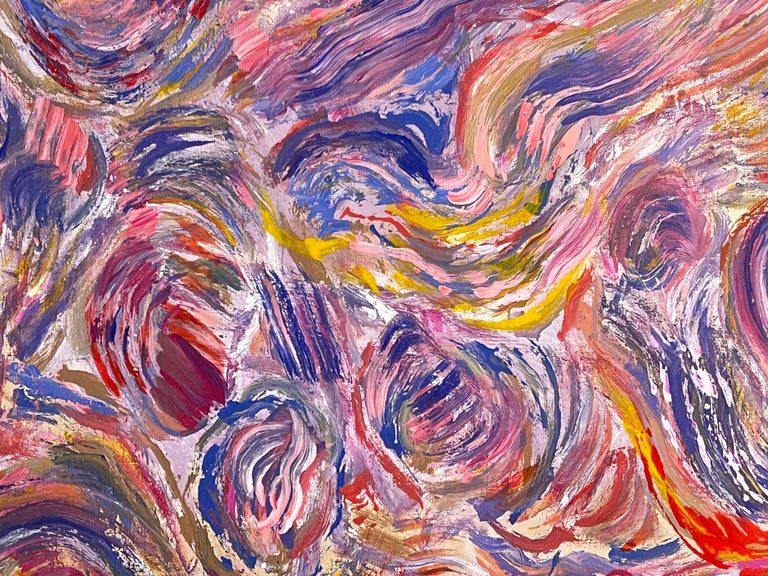 Pink Purple and Orange Swirling Abstract French 20th Century Painting - Image 2