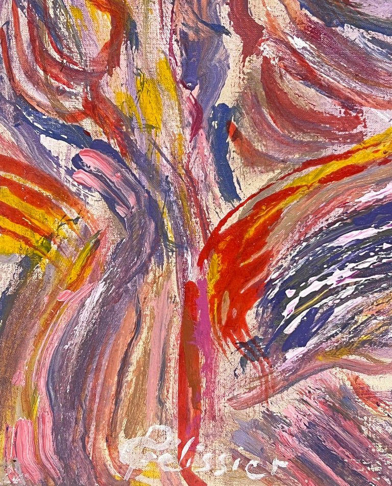 Pink Purple and Orange Swirling Abstract French 20th Century Painting - Image 6