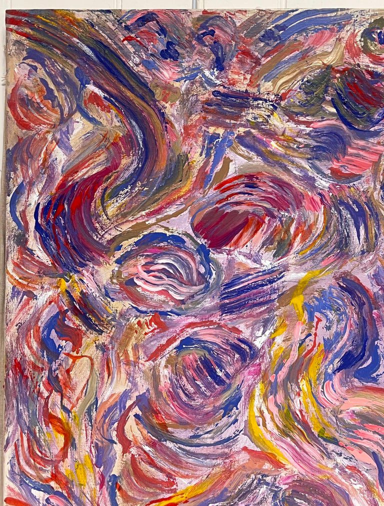 Pink Purple and Orange Swirling Abstract French 20th Century Painting - Image 7