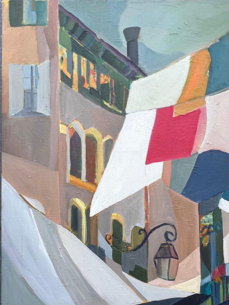 Huge French Contemporary Modernist Abstract Oil Painting Colorful Washing Lines - Image 4