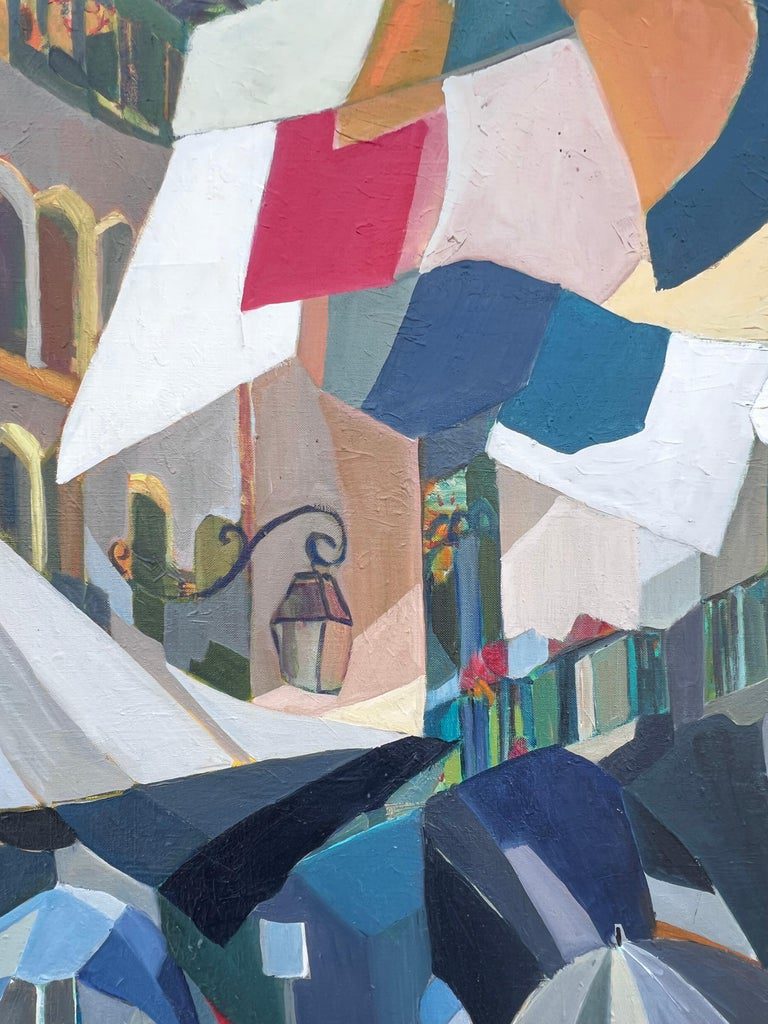 Huge French Contemporary Modernist Abstract Oil Painting Colorful Washing Lines - Image 5