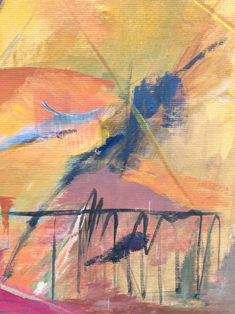 French 20th Century Abstract Expressionism Painting with Bold Pink and Orange - Image 4