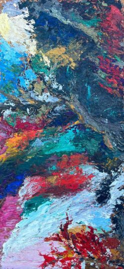 1950's French Thick Impasto Oil Painting Abstract Bold Textures Vibrant Colours