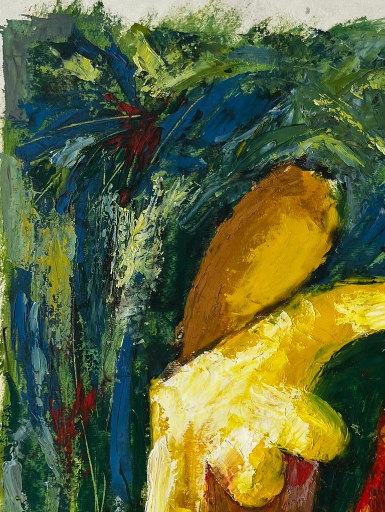 Seated Nude in a Expressive Green Landscape French Modernist Oil Painting - Image 3