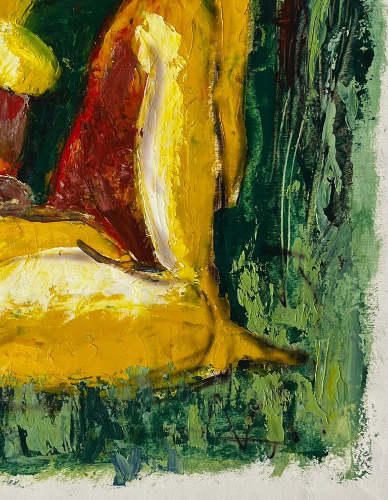 Seated Nude in a Expressive Green Landscape French Modernist Oil Painting - Image 5