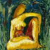 Seated Nude in a Expressive Green Landscape French Modernist Oil Painting
