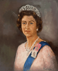 HM Queen Elizabeth II Portrait British Oil Painting signed oil on canvas