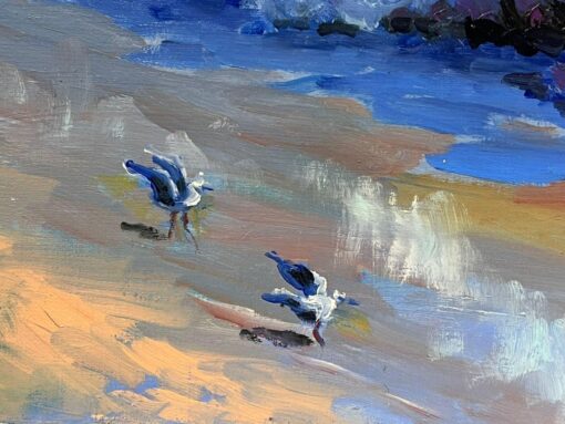 Coastal Scene with Crashing Waves Seagulls in Flight and Vibrant Ocean Colors - Image 3