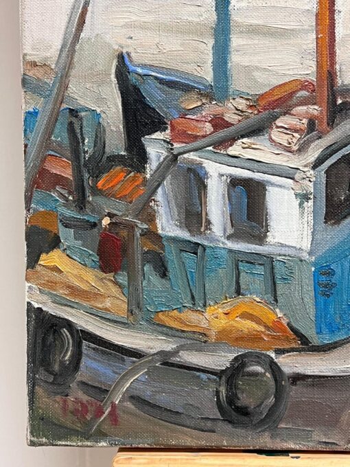 Honfleur Harbor Fishing Boats Lazy Day French Impressionist Oil Painting - Image 3