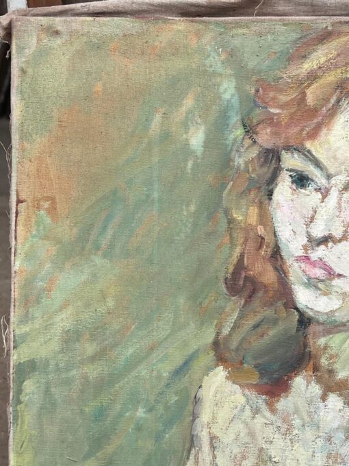 Blonde Nude Female In Green Interior Mid Century French Impressionist Painting - Image 8