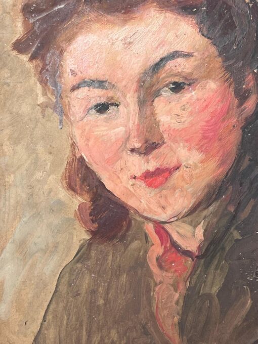 Mid Century French Impressionist Oil Head & Shoulders Portrait Vintage Style - Image 3