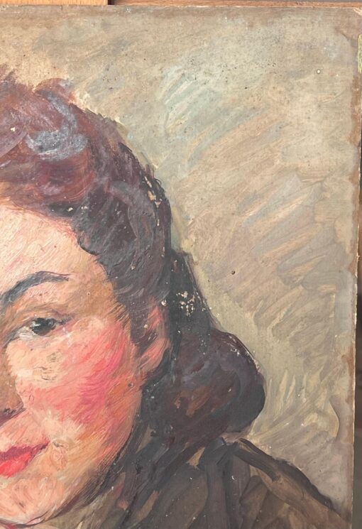 Mid Century French Impressionist Oil Head & Shoulders Portrait Vintage Style - Image 5