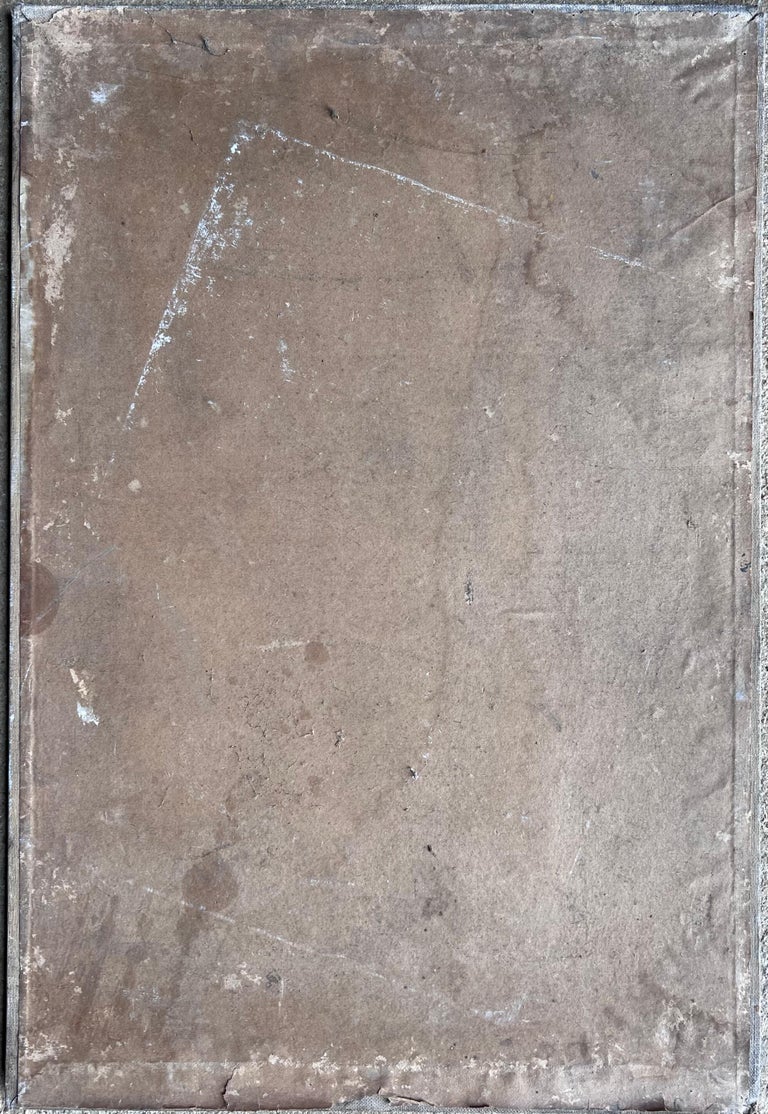 Mid Century French Painting of a Elder Lady Grey Haired Lady In a Blue V Neck - Image 8