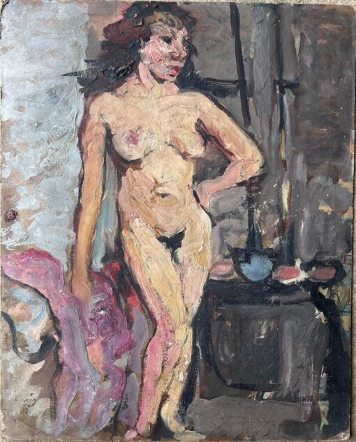 Mid Century French Impressionist Painting Nude Study of a Dark Haired Lady - Image 2