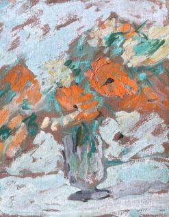 Mid Century French Impressionist Oil Painting Still Life Colorful Flowers