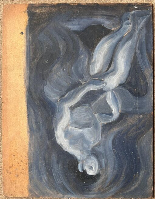 Mid Century French Impressionist Painting Portrait of a Nude Black Haired Lady - Image 7
