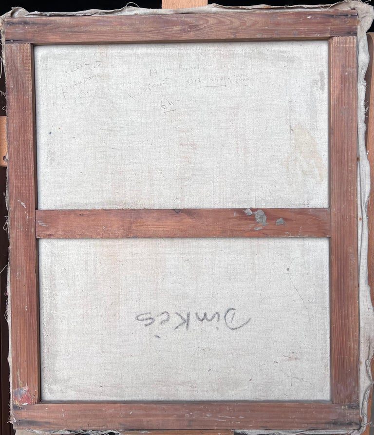 Mid Century French Oil Painting Half Length Male Nude Portrait Seated Man - Image 9