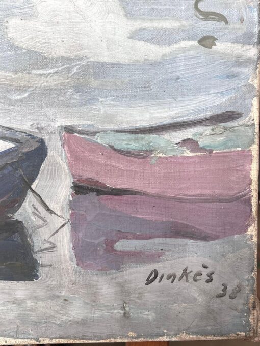Grey Stone Bridge Arch Bridge Boat Canal French Impressionist Painting - Image 8