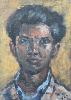 Mid Century French Impressionist Signed Oil Head & Shoulders Portrait of Man