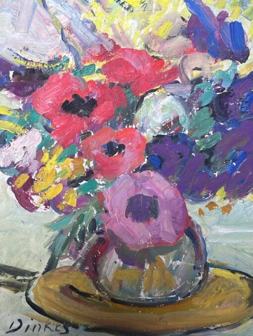 Mid Century French Impressionist Signed Oil Colorful Flowers in Vase - Image 7