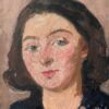 Mid Century Impressionist Painting Portrait of a Green Eyed Brunette Lady