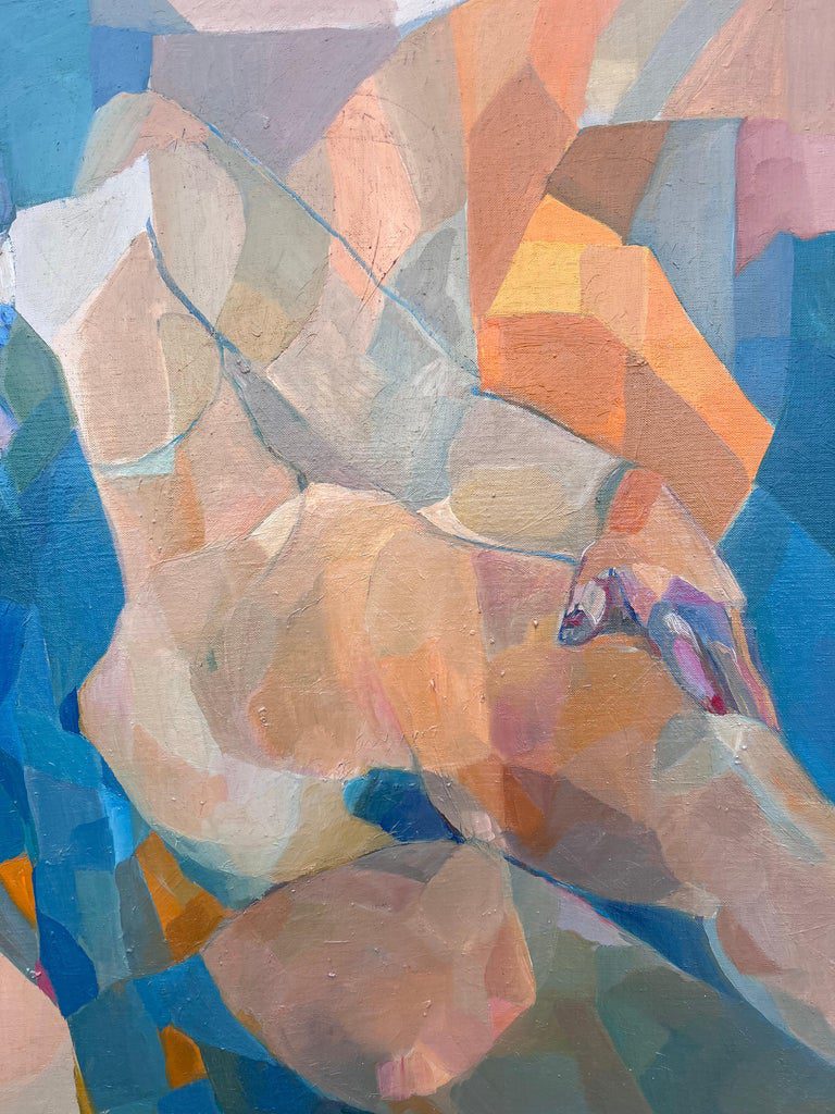Huge French Contemporary Modernist Abstract Oil Painting Figurative Nude Woman - Image 3