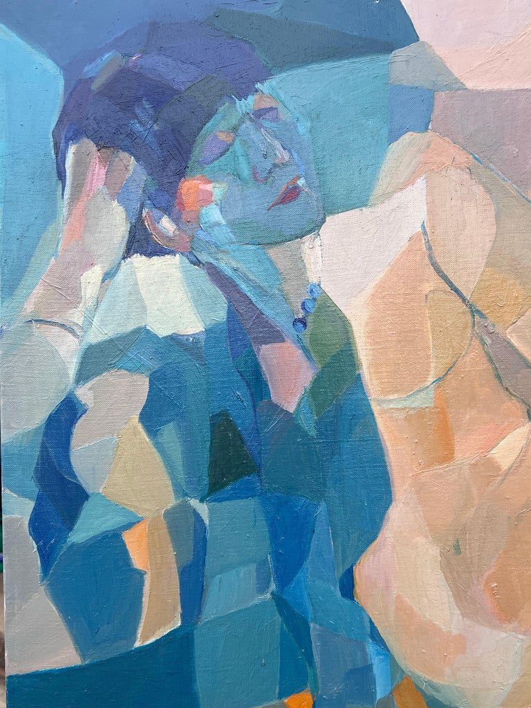 Huge French Contemporary Modernist Abstract Oil Painting Figurative Nude Woman - Image 7