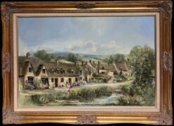 Arlington Row Bibury The Cotswolds England Original Signed Oil Painting