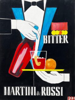 Martini and Rossi Bitter French Modernist Cocktail Advertising Style Painting