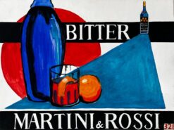 Martini and Rossi Bitter French Modernist Cocktail Advertising Style with Bottle