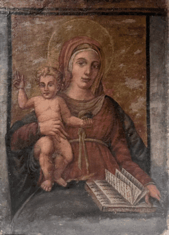 Renaissance Style Italian Old Master Painting Madonna & Child Tender Embrace