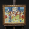 Large French Modernist Cubist Signed Oil - Jockeys on Horseback Parading