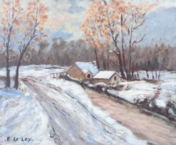 French Cottages Buried In The Snow Covered  Village Tracks Oil Painting