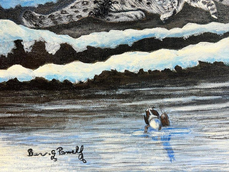 Contemporary British Acrylic Painting Snow Leopards in Arctic Landscape - Image 4