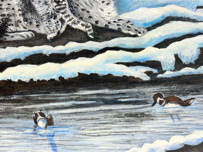 Contemporary British Acrylic Painting Snow Leopards in Arctic Landscape - Image 5