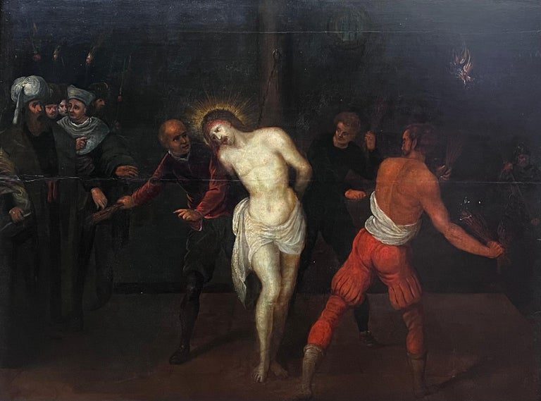 17th Century Flemish Baroque Old Master Oil on Panel Flagellation of Christ - Image 5