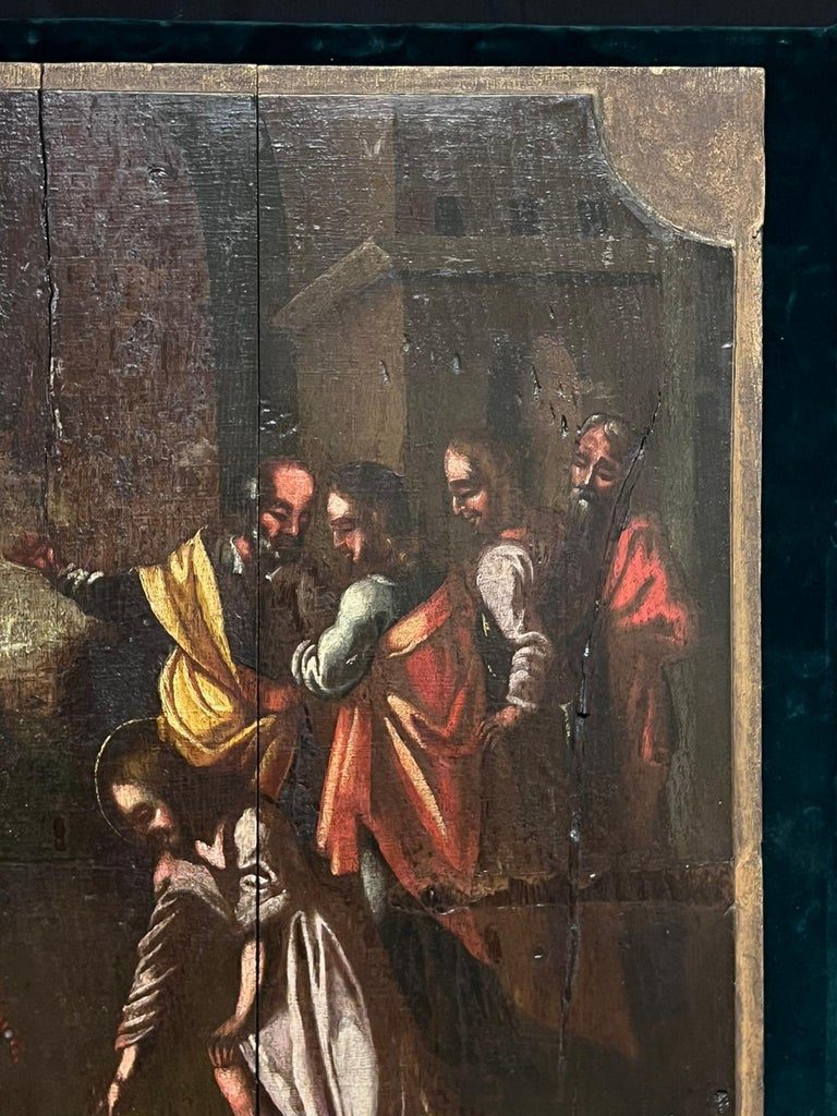 Large 17th Century Dutch Old Master Oil Painting on Wood Panel Biblical Scene - Image 5