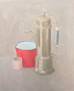 20th Century French Modernist Oil Painting Coffee Pot & Cup Still Life